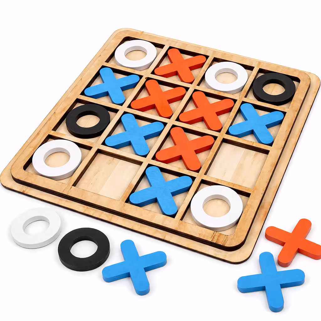 لعبة XO الخشبية التعليمية – مقاس كبير 30×30 سم