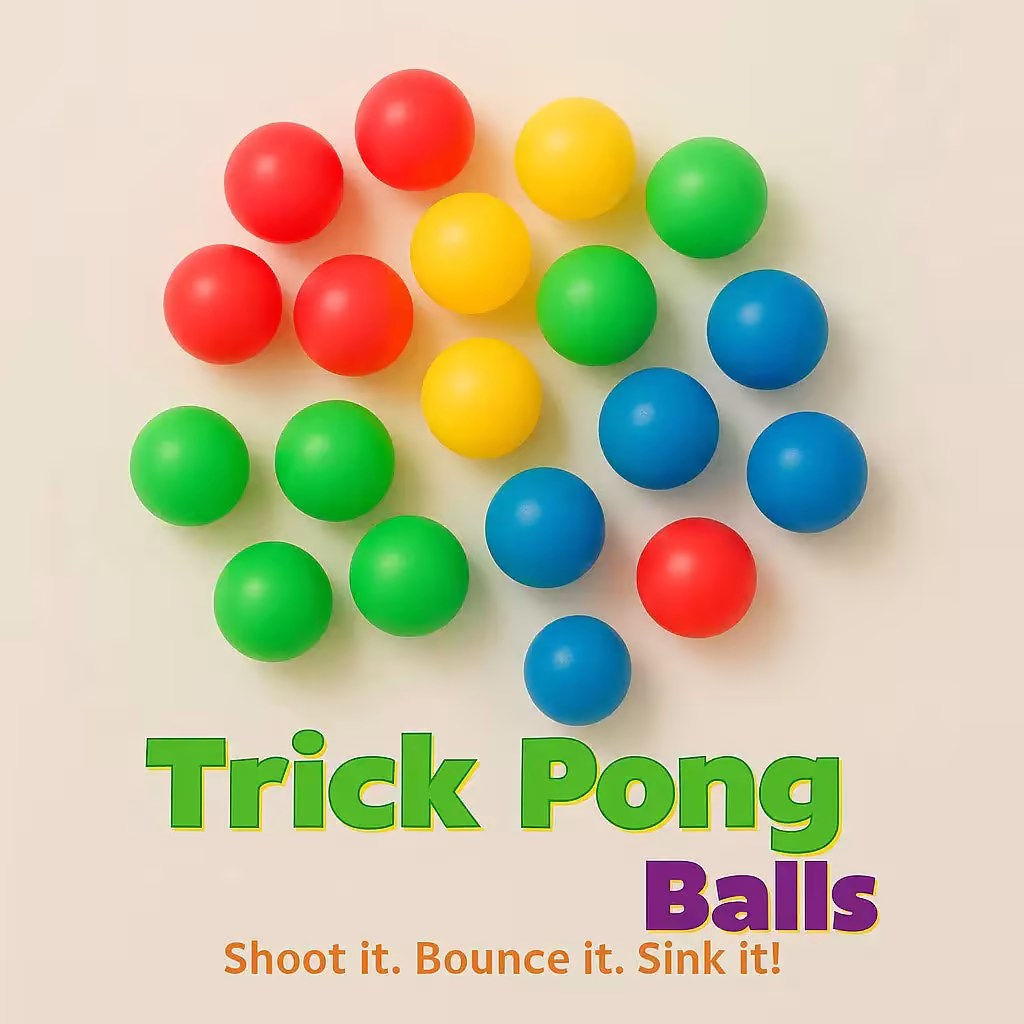 كرات “Trick Pong Balls” الملوّنة – 20 كرة عالية القفز، ممتعة ومسلية لكل العائلة!         “Trick pong balls”