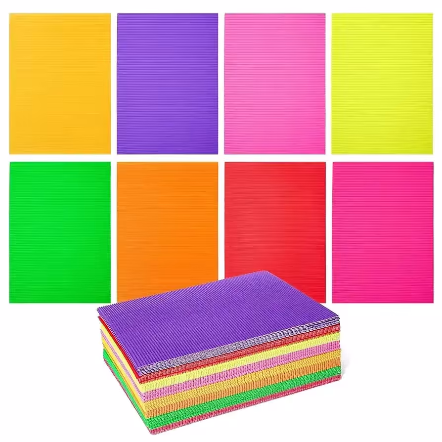 ورق فوم للأعمال اليدوية، زكزاك… 10 اوراق الوان متنوعه Colored Corrugated Cardboard Sheets for Crafts